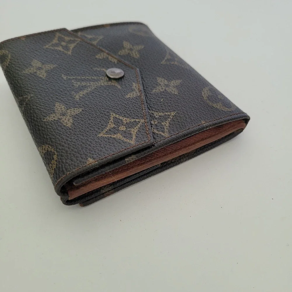 Louis Vuitton Monogram Canvas Elise Trifold Wallet Brown M61654 Vintage Men Wome